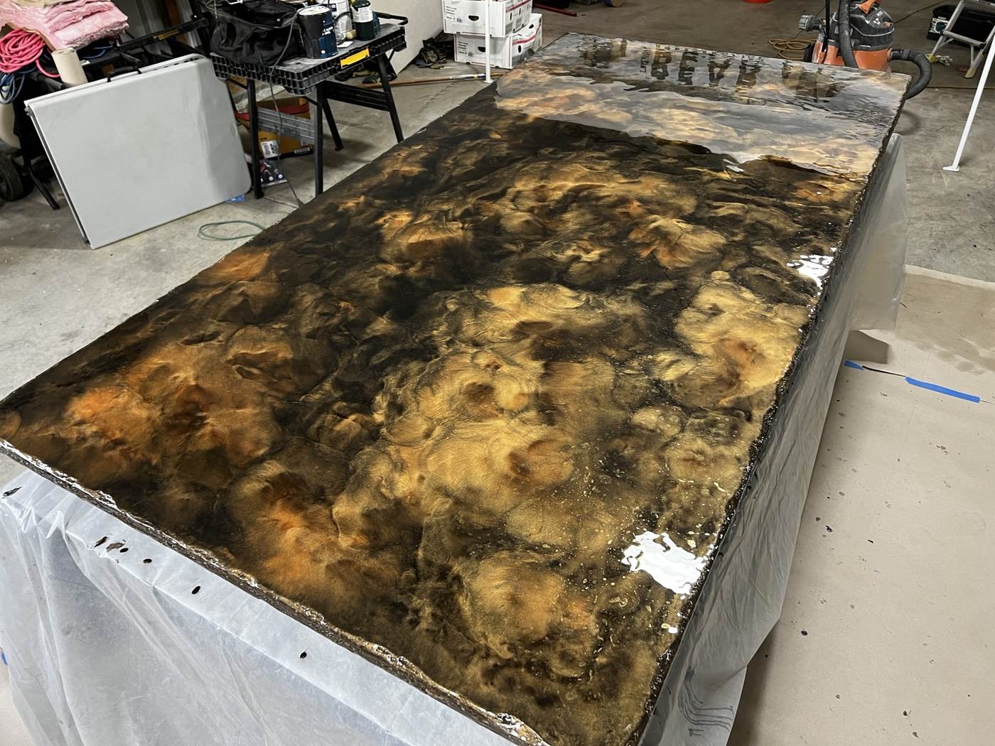 Black and gold custom resin countertop
